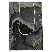 グレーと金ゴールドマーリングデザイン ミディアムペーパーバッグ (裏面)