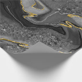 グレーと金ゴールドマーリングデザイン ラッピングペーパー (角)