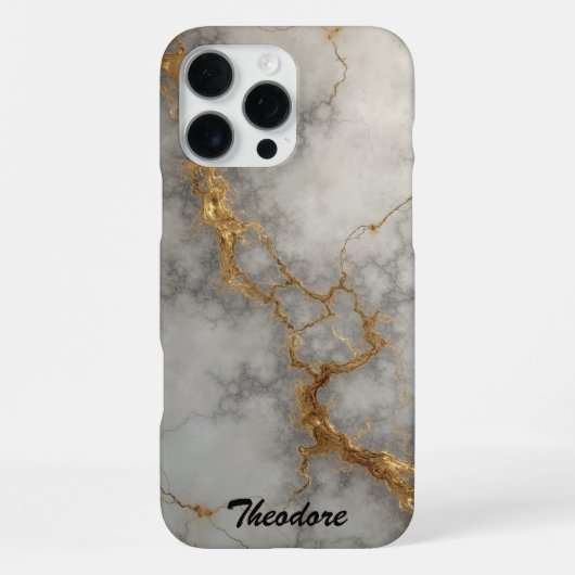グレーと金ゴールド大理石 iPhoneケース (裏面)