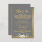 グレーと金ゴールド結婚の詳細・エンクロージャ・カード 招待状 (正面/裏面)