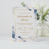 グレーと金ゴールド結婚式招待状 招待状 (スタンド正面)