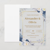 グレーと金ゴールド結婚式招待状 招待状 (正面/裏面)