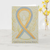 グレーと金ゴールド認識度リボンエンジェルカスタムカード カード (黄色い花)