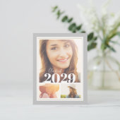 グレーと金ゴールド3フォト卒業パーティー招待状 案内ポストカード (スタンド正面)