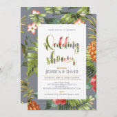 グレーと金ゴールド | 夏のウェディングシャワー招待状 招待状 (正面/裏面)