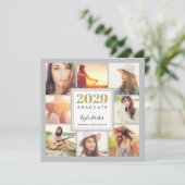 グレーと金ゴールド | 8フォトスクエア卒業パーティー 案内状 (スタンド正面)