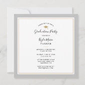 グレーと金ゴールド | 8フォトスクエア卒業パーティー 案内状 (裏面)