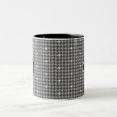グレーと銀アクセント千鳥格子のマグカップ ツートーンマグカップ (中央)