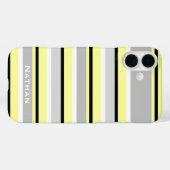 グレーと黄ストライプのスタイリッシュパーソナライズされた色 Case-Mate iPhoneケース (裏面 (横))