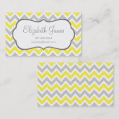 グレーと黄色のカラフルシェブロンストライプの数 名刺 (正面/裏面)