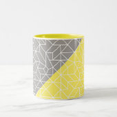 グレーと黄色のジオメトリック2トーンマグ ツートーンマグカップ (中央)