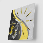 グレーと黄色のチューリップ花テクスチャ2021カラー スクエア壁時計 (傾斜)