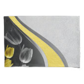 グレーと黄色のチューリップ花テクスチャ2021カラー 枕カバー (正面)