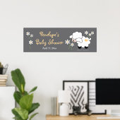 グレーと黄色のハートラムベビーシャワー ポスター (ホームオフィス)