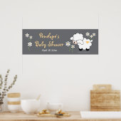 グレーと黄色のハートラムベビーシャワー ポスター (キッチン)