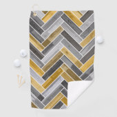 グレーと黄色のヘリンボーンパターン ゴルフタオル (インサイチュ)