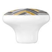 グレーと黄色のヘリンボーンパターン セラミックノブ (側面)