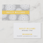 グレーと黄色のモダンフローラ 名刺 (正面/裏面)