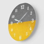 グレーと黄色のモダン壁時計 ラージ壁時計 (傾斜)