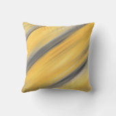 グレーと黄色の対角線抽象芸術 クッション (裏面)