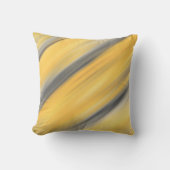 グレーと黄色の対角線抽象芸術 クッション (正面)