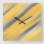 グレーと黄色の対角線抽象芸術 スクエア壁時計 (正面)