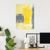 グレーと黄色の抽象芸術アートのポスター ポスター (ホームオフィス)