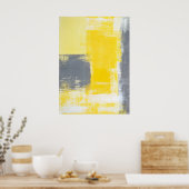 グレーと黄色の抽象芸術アートのポスター ポスター (キッチン)