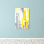 グレーと黄色の抽象芸術アート キャンバスプリント (インサイチュ (ウッドフロア))