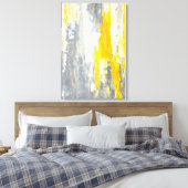 グレーと黄色の抽象芸術アート キャンバスプリント (インサイチュ (寝室))