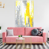 グレーと黄色の抽象芸術アート キャンバスプリント (インサイチュ (リビング))