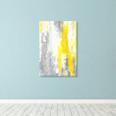 グレーと黄色の抽象芸術アート キャンバスプリント (インサイチュ (ウッドフロア))