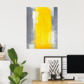 グレーと黄色の抽象芸術アート ポスター (ホームオフィス)