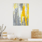 グレーと黄色の抽象芸術アート ポスター (キッチン)