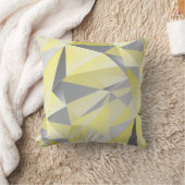 グレーと黄色の抽象芸術三角形パターン クッション (ブランケット)