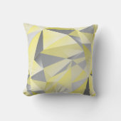 グレーと黄色の抽象芸術三角形パターン クッション (正面)