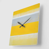 グレーと黄色の抽象芸術時計 スクエア壁時計 (傾斜)