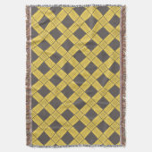 グレーと黄色の格子投げ スローブランケット (正面縦)