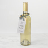 グレーと黄色の水の色のフローラモダンの結婚数 ボトルネックタグ (アングル)