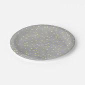 グレーと黄色の水色のドット ペーパープレート (アングル)