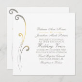 グレーと黄色の色あせた結婚式招待状 招待状 (正面/裏面)