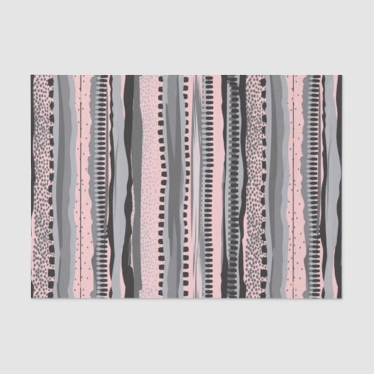 グレーと黄色の部族の幾何学的形状パターン 薄葉紙 (正面)