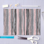 グレーと黄色の部族の幾何学的形状パターン 薄葉紙 (クラフト)