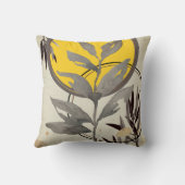 グレーと黄芸術的色の抽象芸術水色 クッション (裏面)