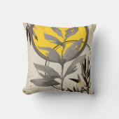 グレーと黄芸術的色の抽象芸術水色 クッション (正面)