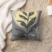 グレーと黄芸術的色の抽象芸術水葉色の クッション (ブランケット)