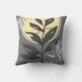 グレーと黄芸術的色の抽象芸術水葉色の クッション (裏面)