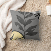 グレーと黄芸術的色の葉色 クッション (ブランケット)