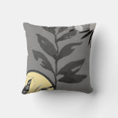 グレーと黄芸術的色の葉色 クッション (裏面)