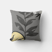 グレーと黄芸術的色の葉色 クッション (正面)